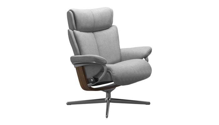 Stressless Magic with Cross Base in Clover Light Grey Fabric